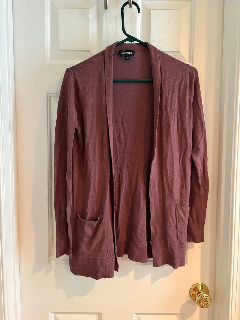 Express Open-Front Cardigan Sweater in Dusty Rose